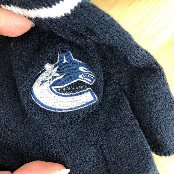BNWT Men's NHL Official Canucks Navy Knit Gloves w/Canucks Logo Embroidery OS - Picture 2 of 8